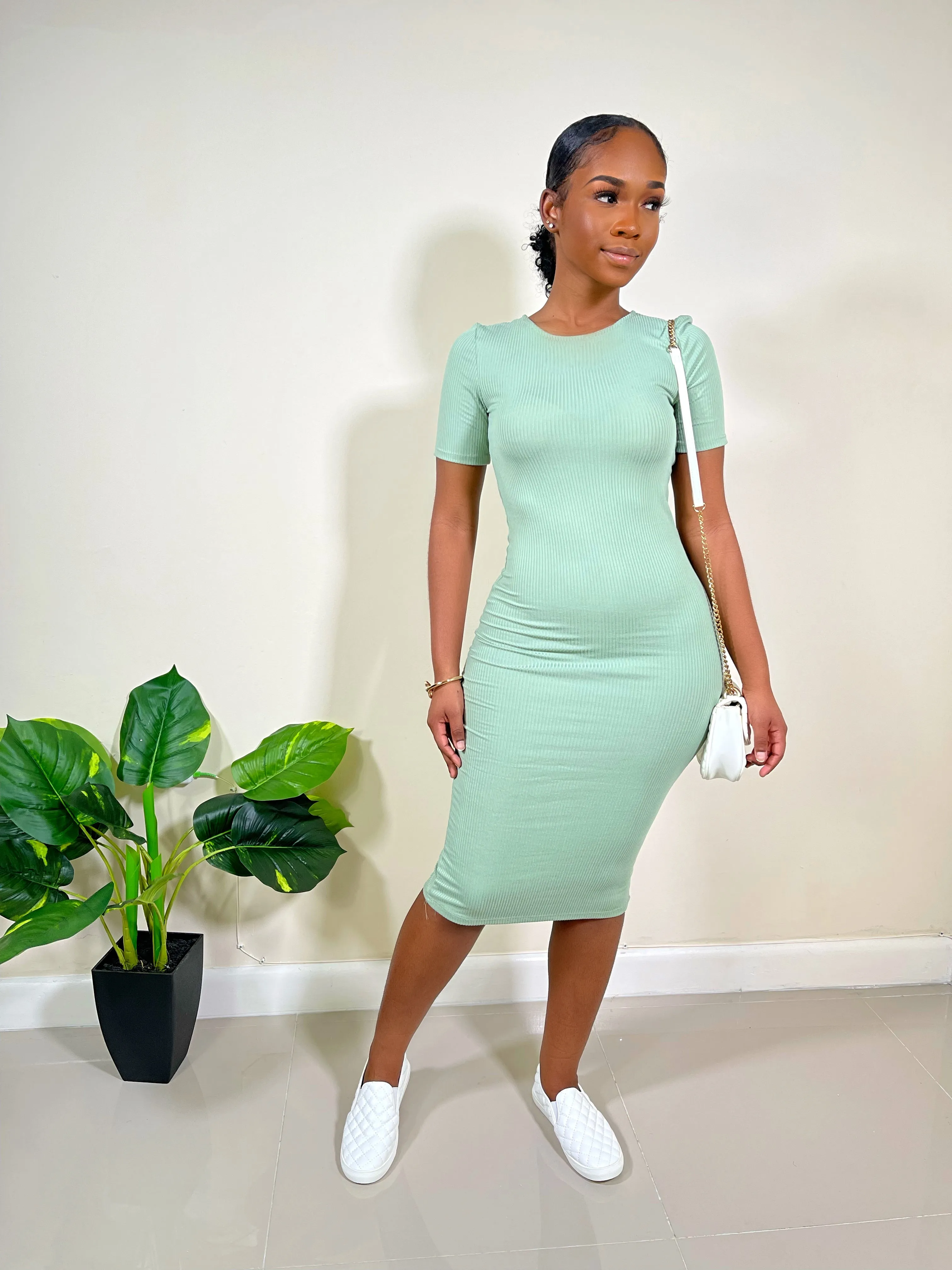 Chill With Me Midi Dress-Green Bay