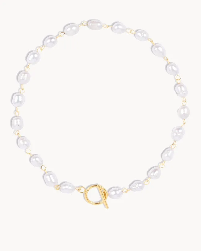 Choker Champagne con perlas naturales