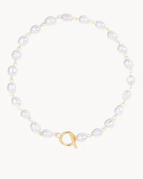 Choker Champagne con perlas naturales