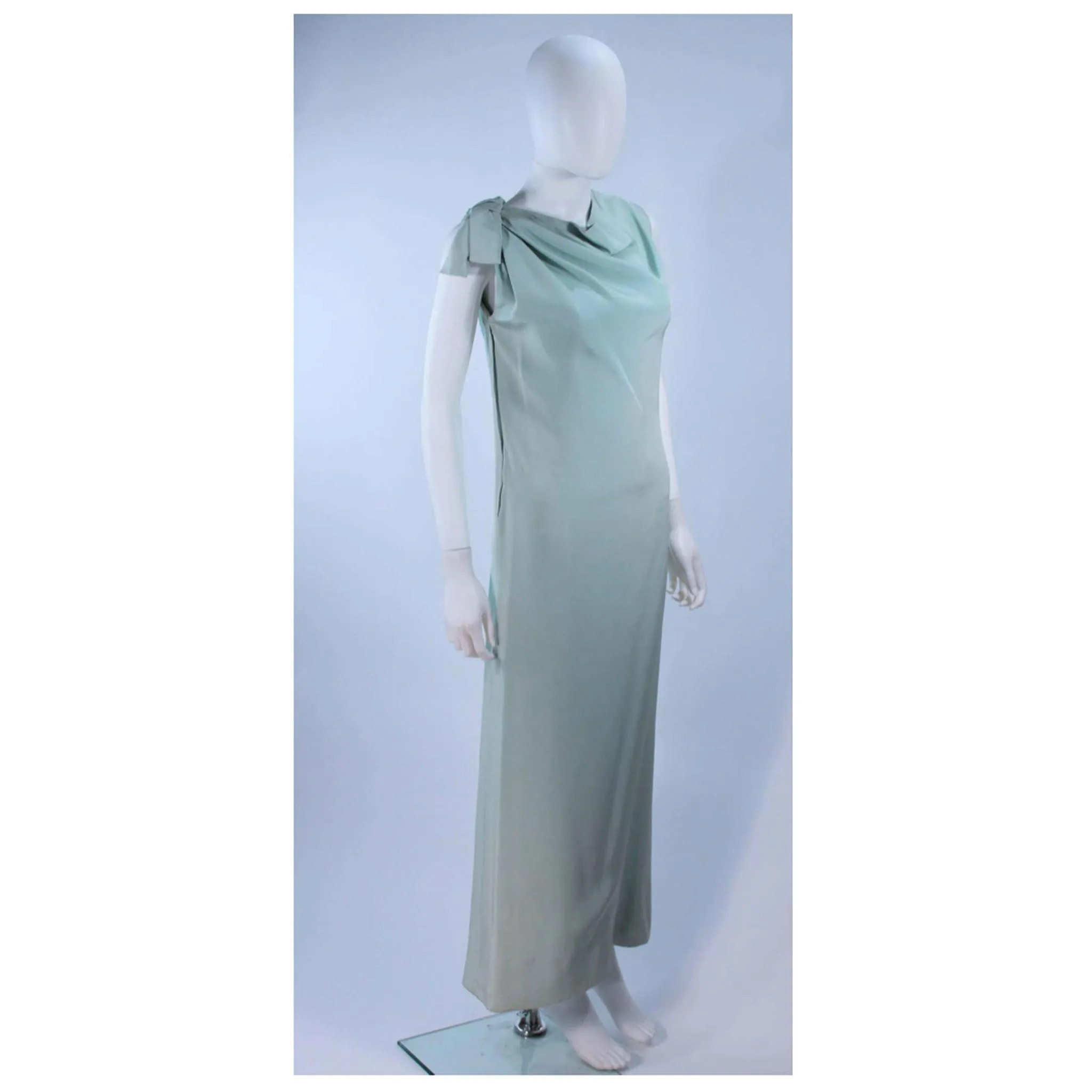 CHRISTIAN DIOR HAUTE COUTURE Aqua Draped Gown Size 0-2