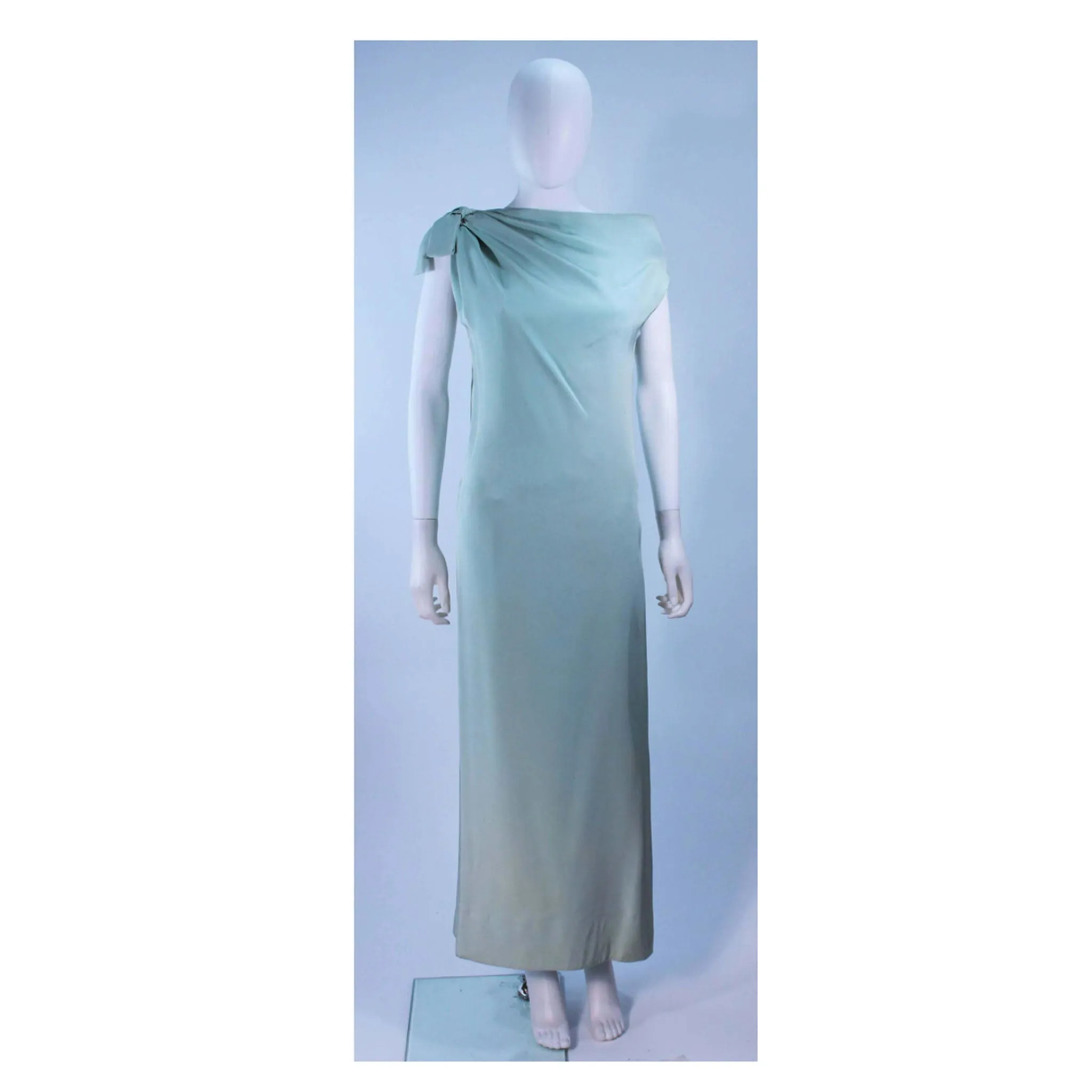 CHRISTIAN DIOR HAUTE COUTURE Aqua Draped Gown Size 0-2