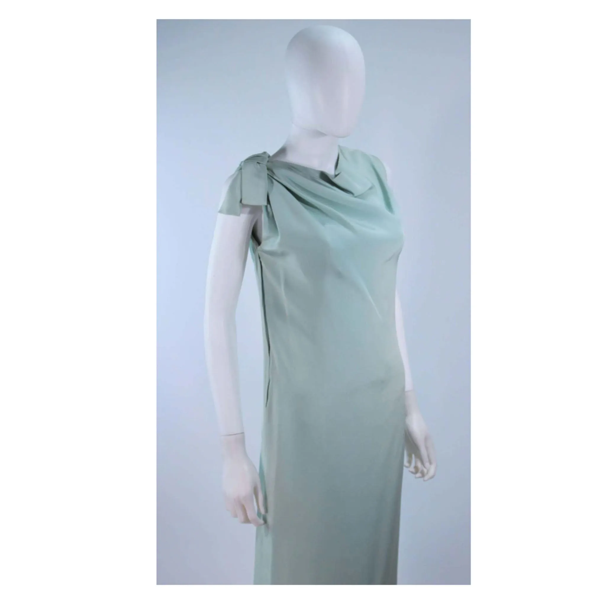 CHRISTIAN DIOR HAUTE COUTURE Aqua Draped Gown Size 0-2