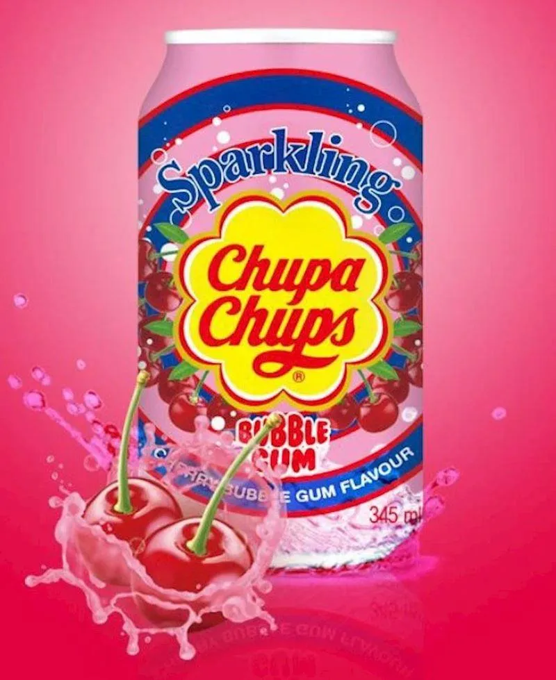 Chupa Chups Cherry Bubble Gum Sparkling Flavour