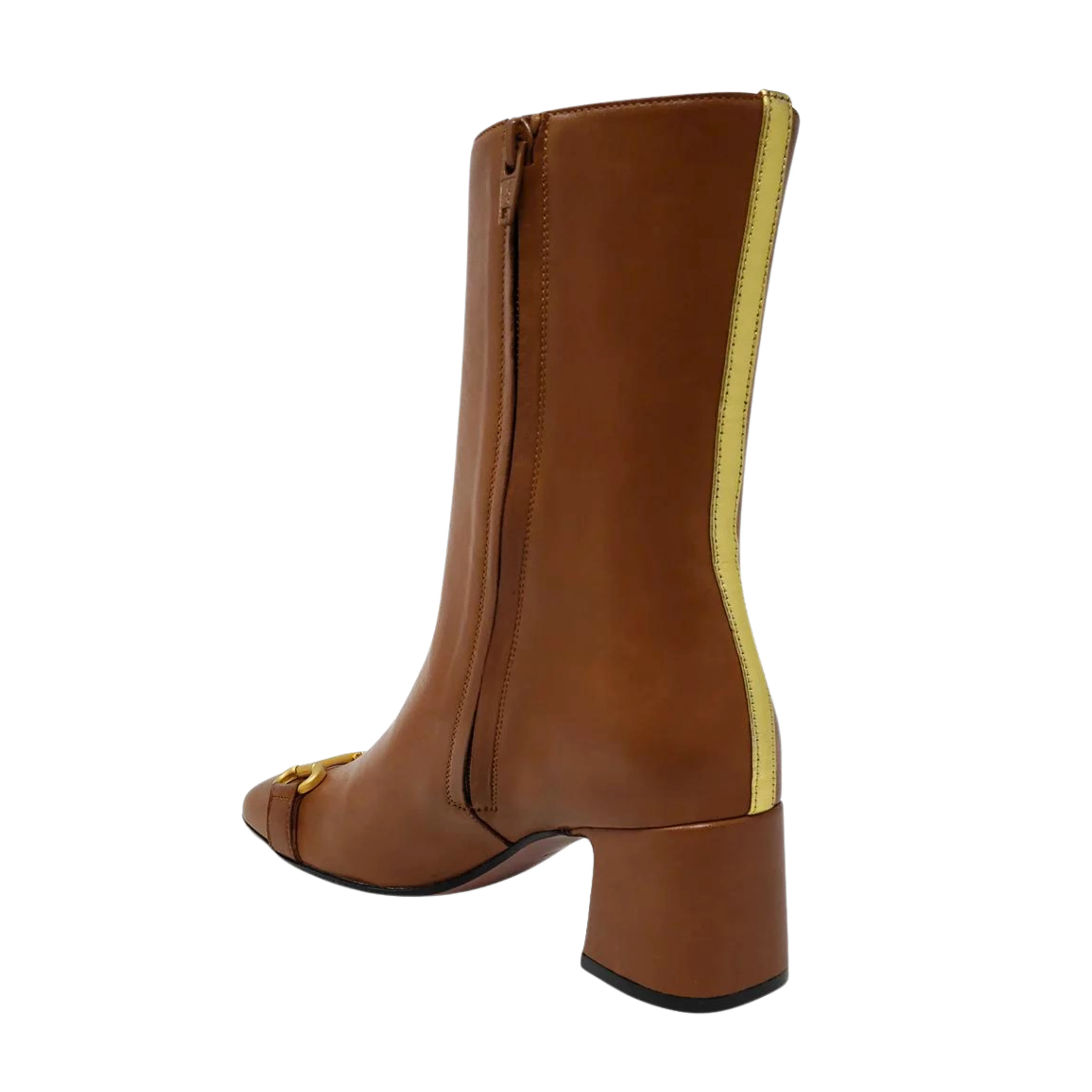 Cognac Leather Back Gold Stripe Boot