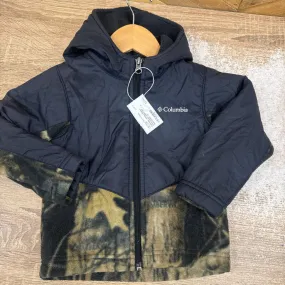 Columbia- overlay hooded fleece jacket- MSRP $55: Black/Camo -children-3T