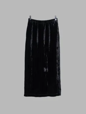 Comme des Garcons 1998 black rayon velvet elastic waist skirt