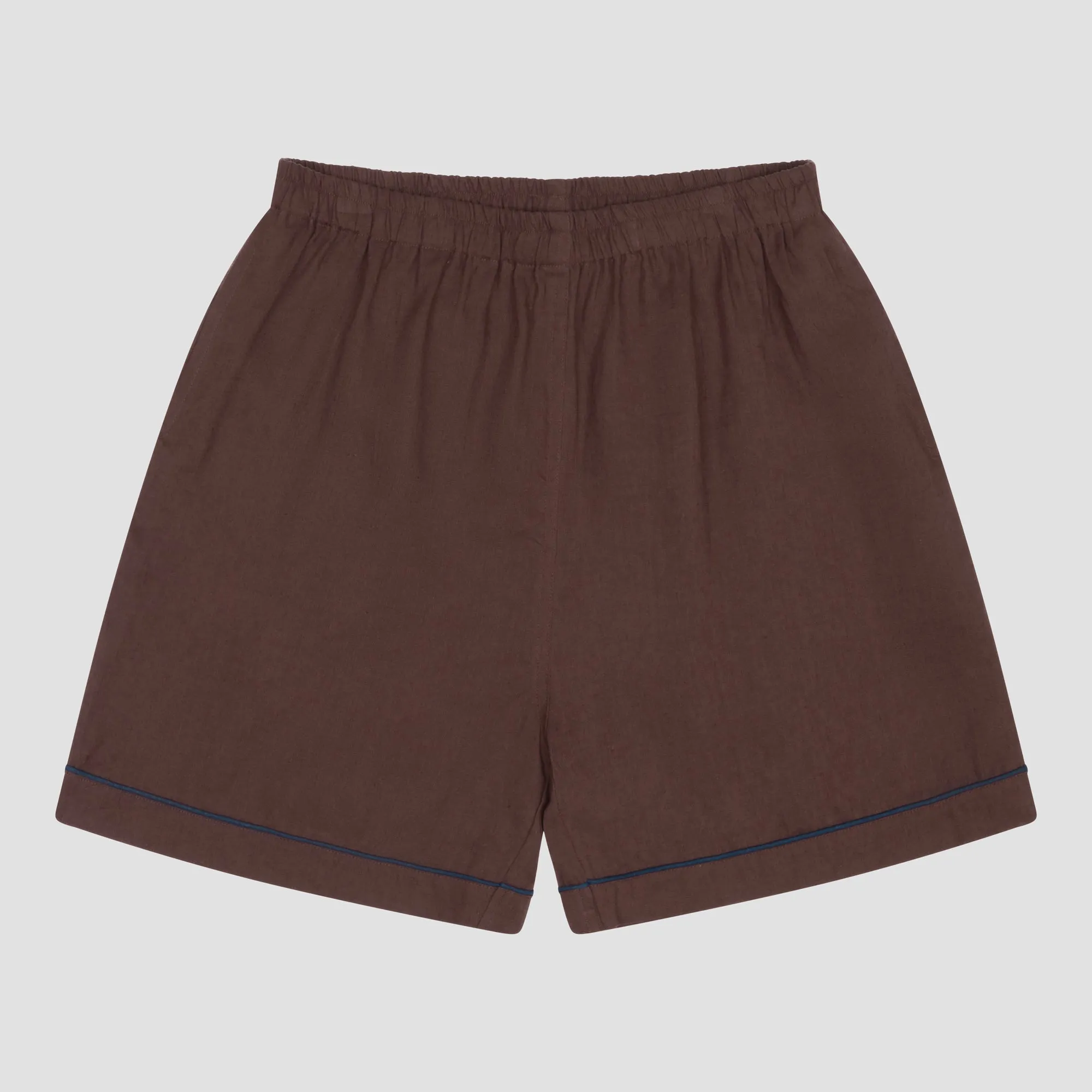 Conker Brown Mens Linen PJ Shorts