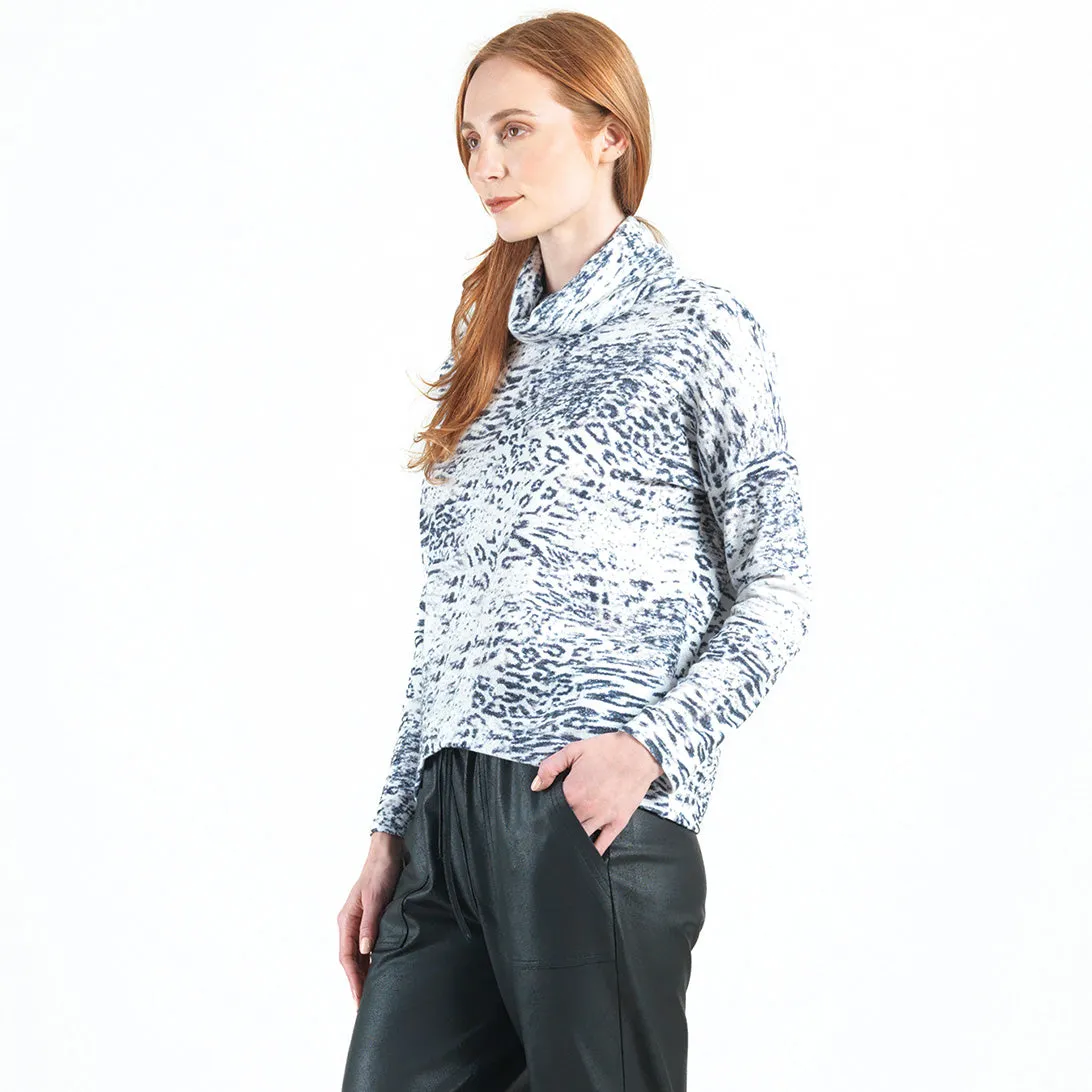 Cozy Shimmer Texture - Tipped Hem Sweater Top - Snow Leopard - Limited Sizes!