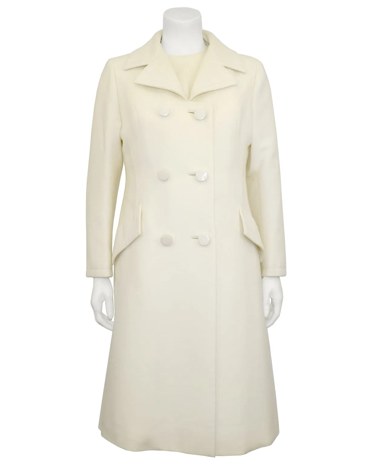 Cream Coat and Dress Ensemble