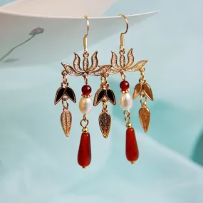 Dangle Earrings: Fire Lotus