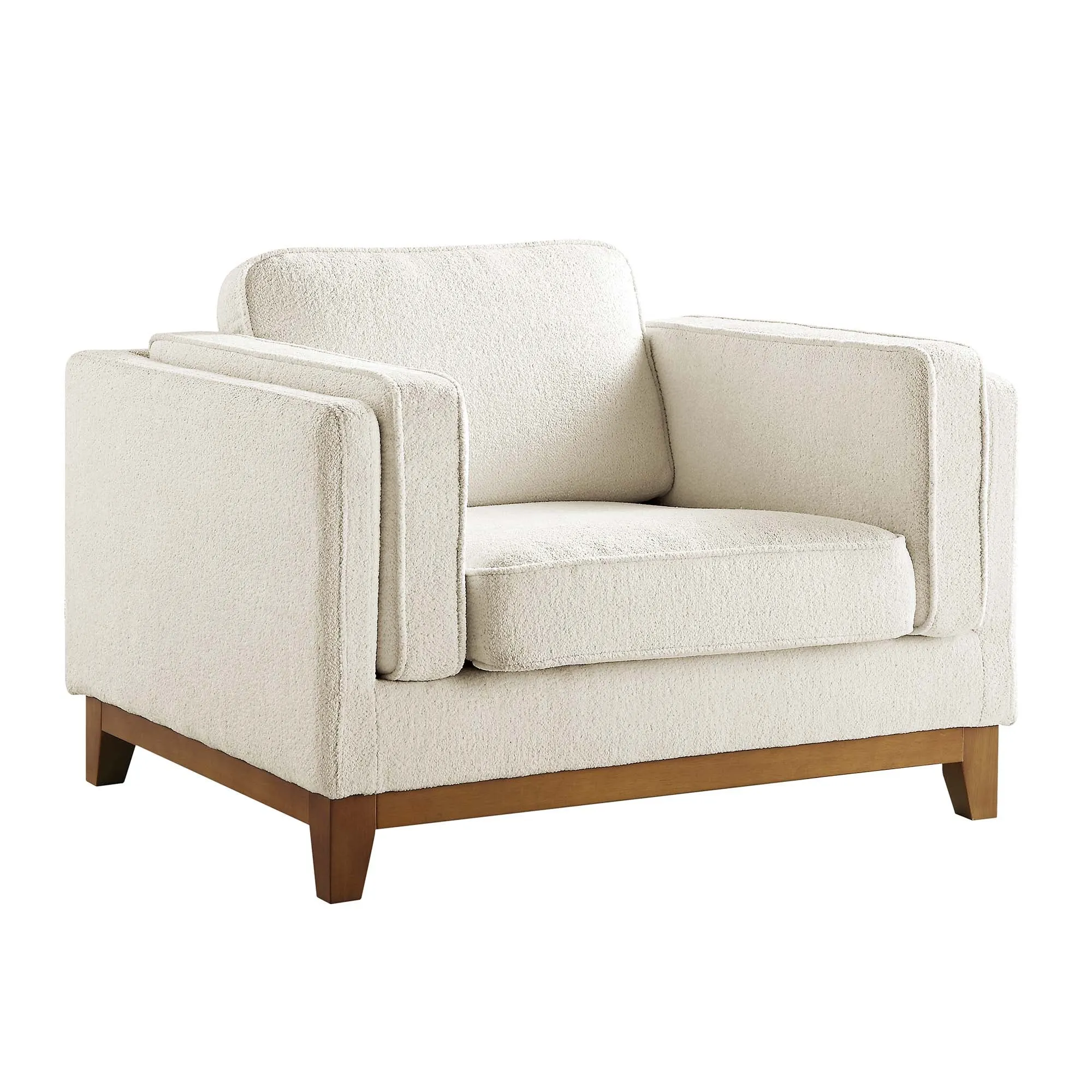 Dipley Beige Boucle Fabric Sofa, 1-Seater