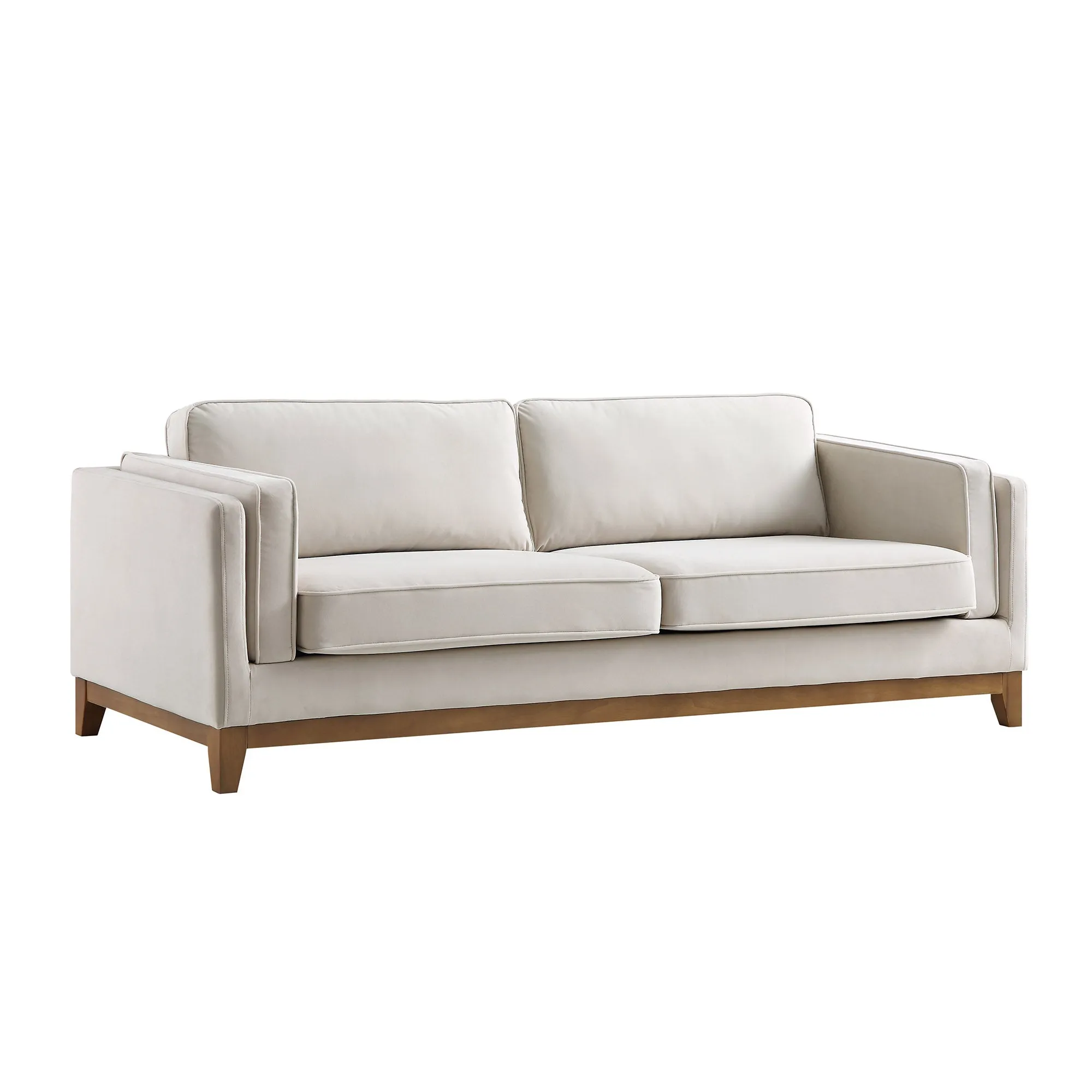 Dipley Champagne Velvet Sofa, 3-Seater