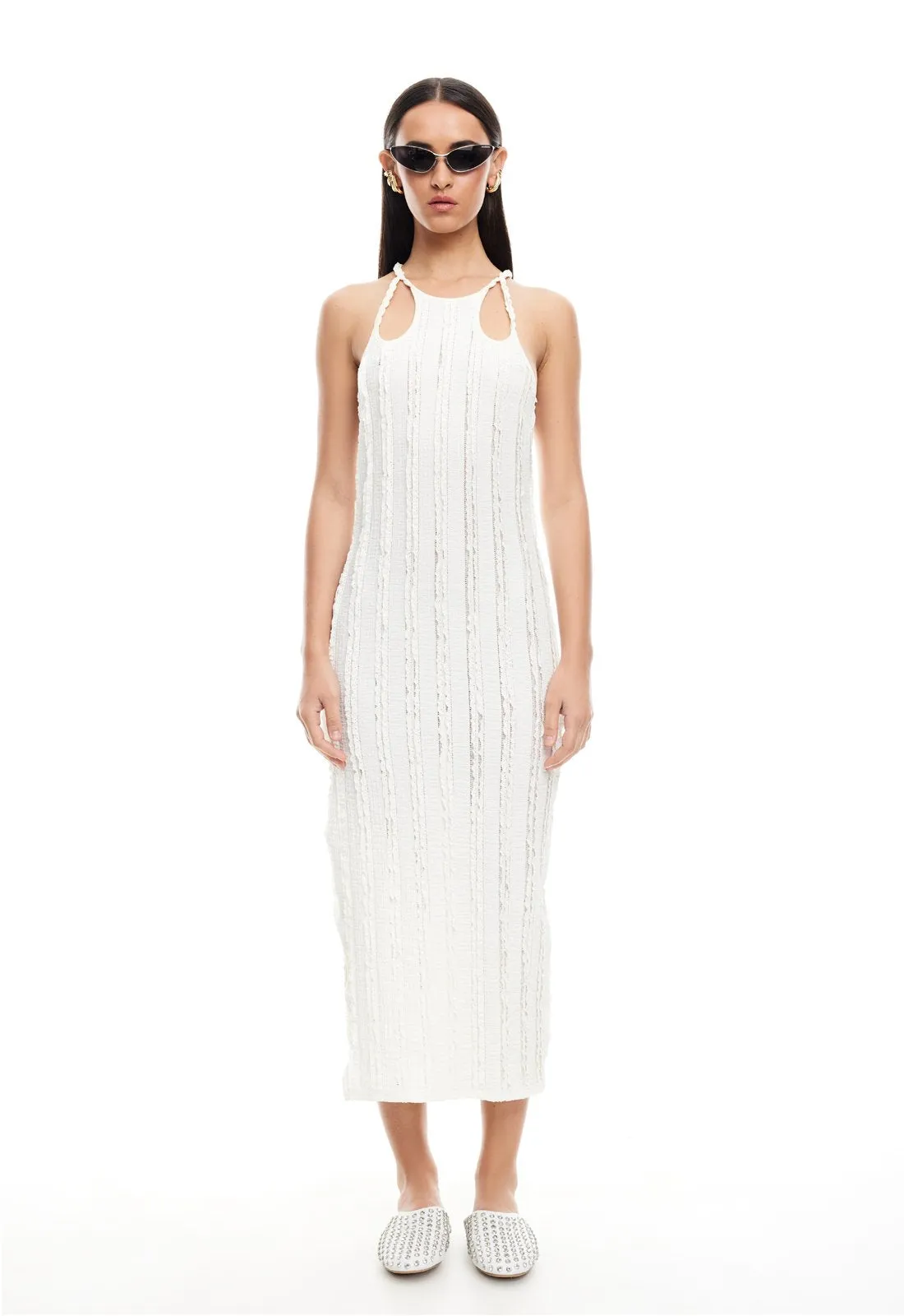 DOUBLE STRAP MIDI DRESS - IVORY