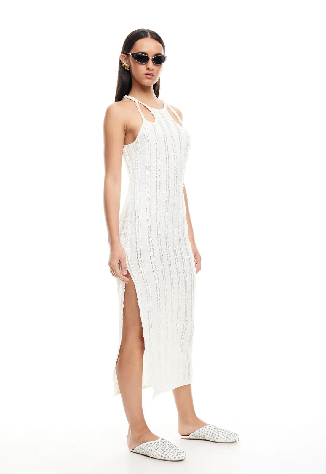 DOUBLE STRAP MIDI DRESS - IVORY