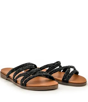 Eliana Rhinestone Sandals in Black