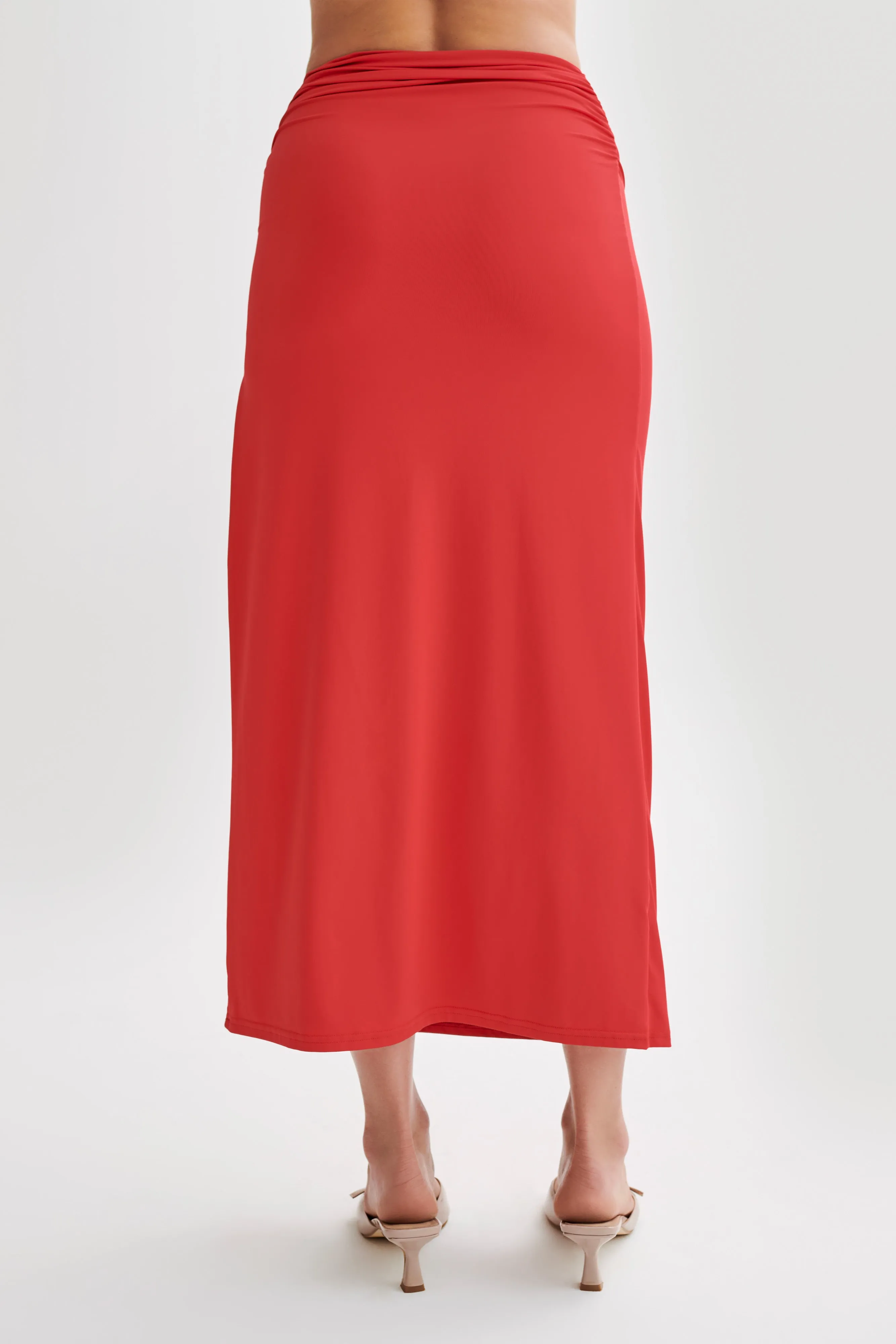 Emma Recycled Nylon Maxi Skirt - Red