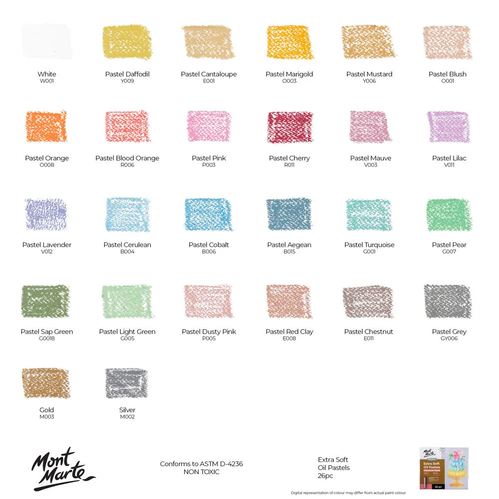 Extra Soft Oil Pastels Macaron Hues Premium 26pc