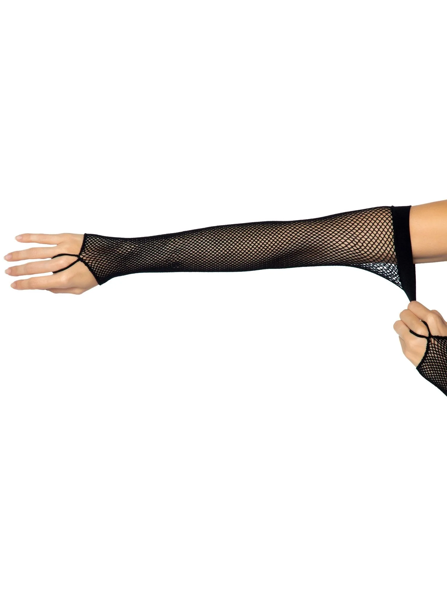 Fishnet Arm Warmer Gloves With Finger Loop