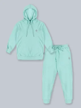 Fleece Solid Hooded Sweatshirt  & Track Pant Set