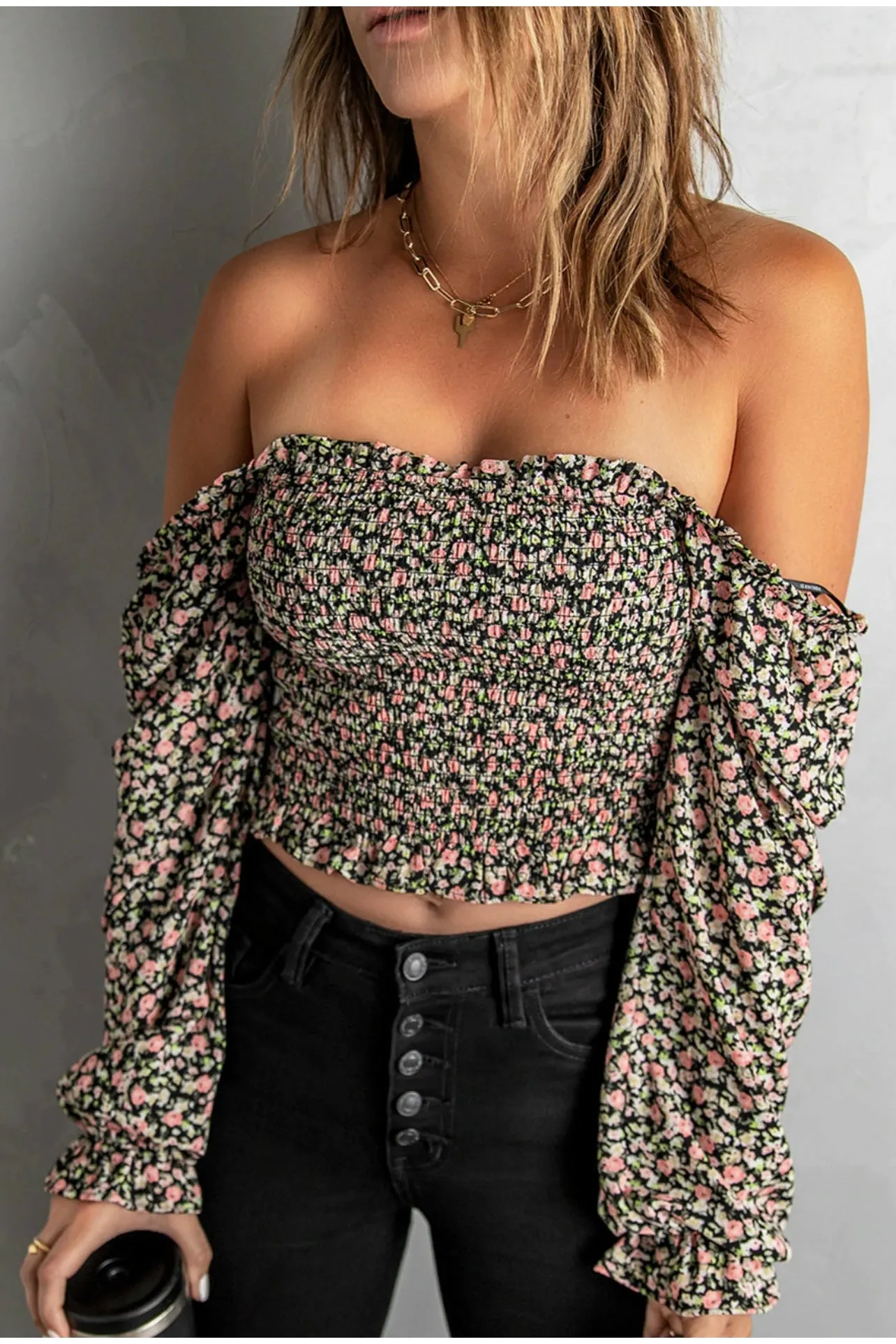 Floral Smocked Crop Top