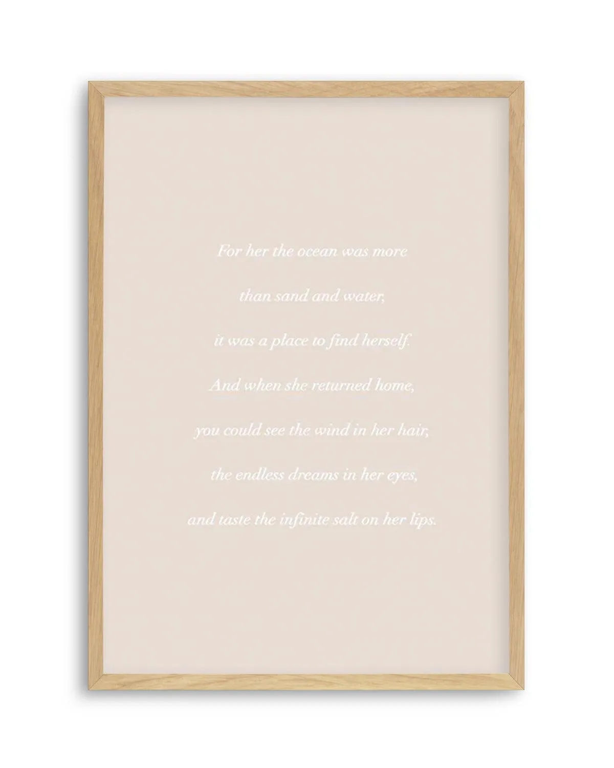 'For her, the Ocean' Poem Art Print