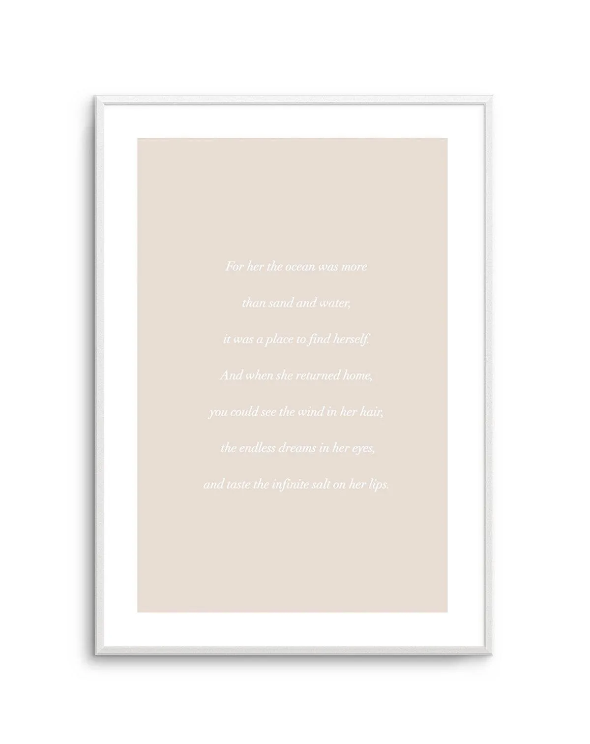 'For her, the Ocean' Poem Art Print