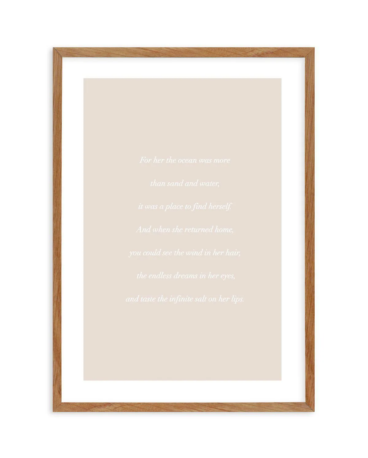 'For her, the Ocean' Poem Art Print