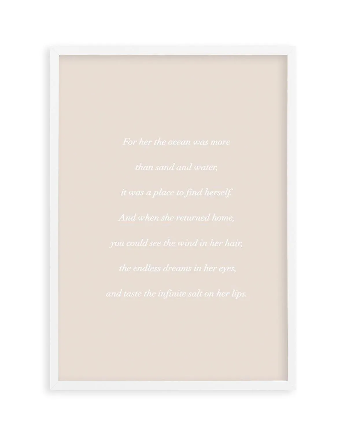 'For her, the Ocean' Poem Art Print