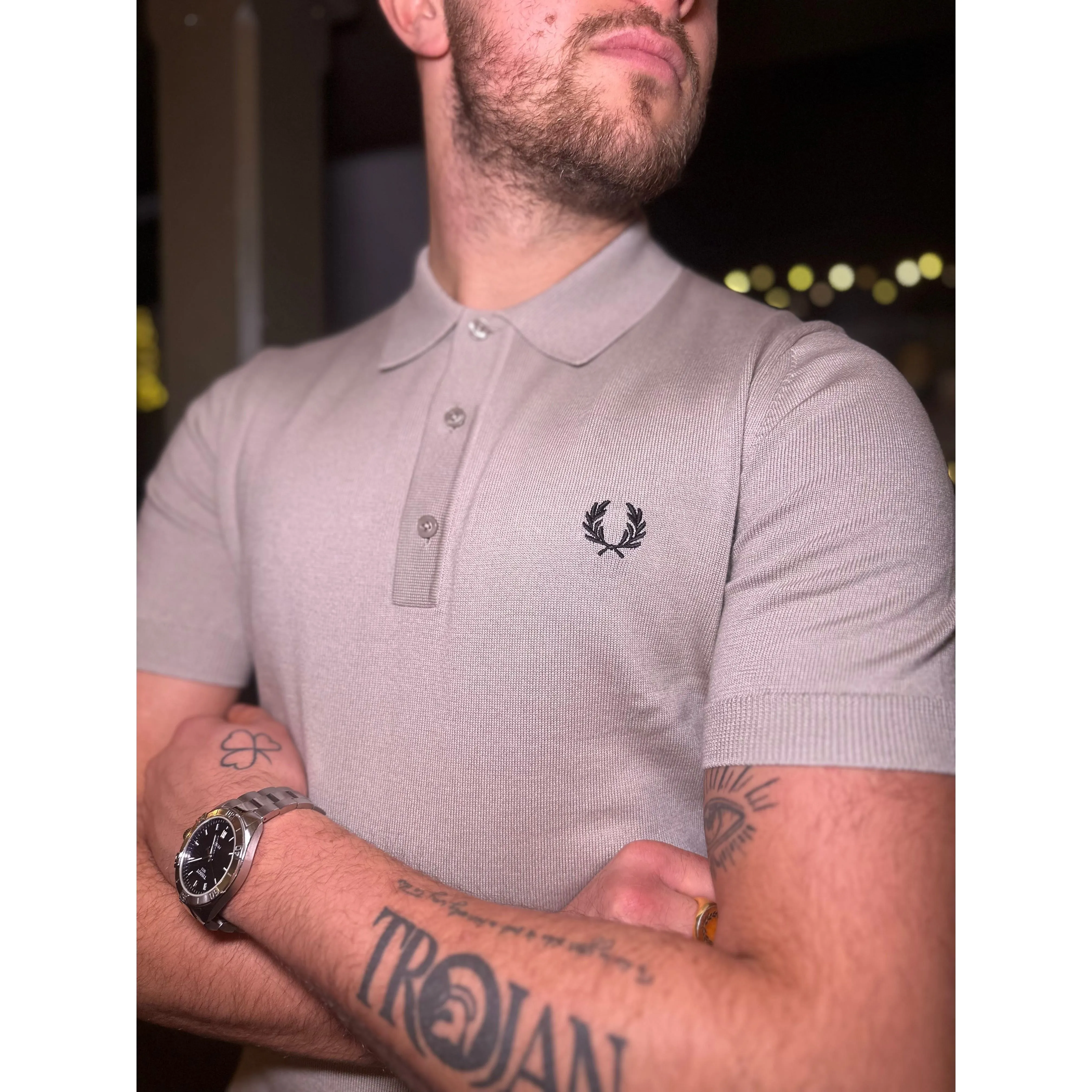 Fred Perry - K7623 Dark Oatmeal Merino Knitted - Polo