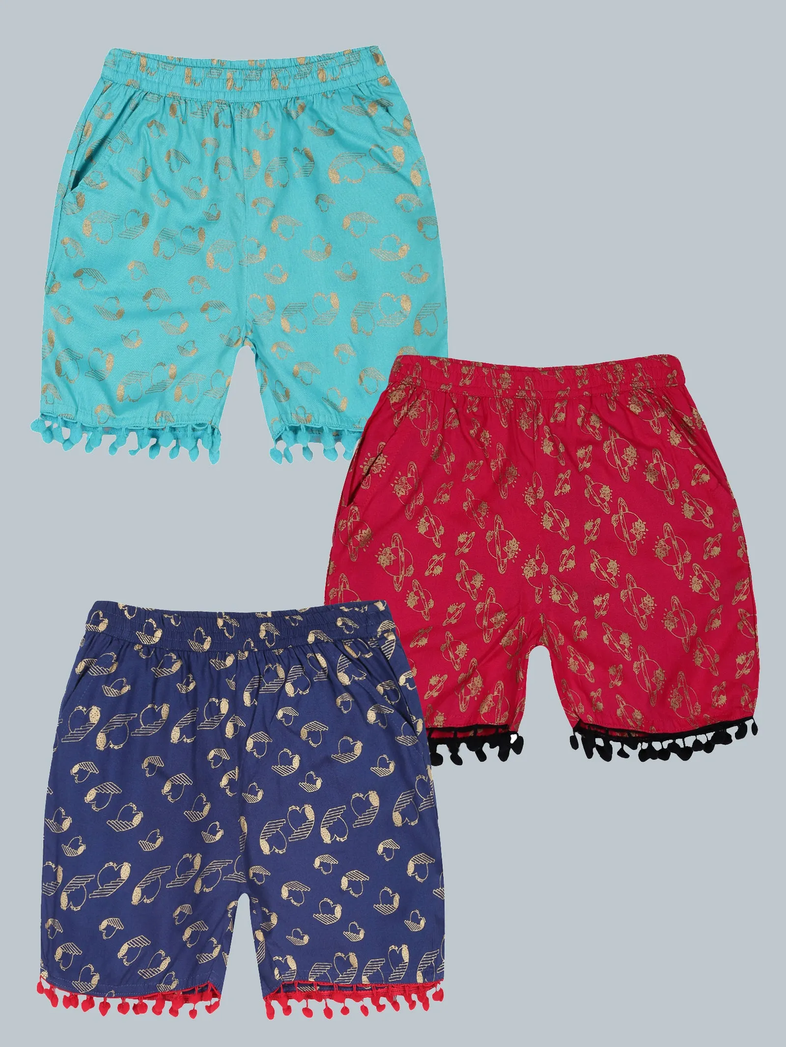 Girls AOP Print Shorts Pack of 3