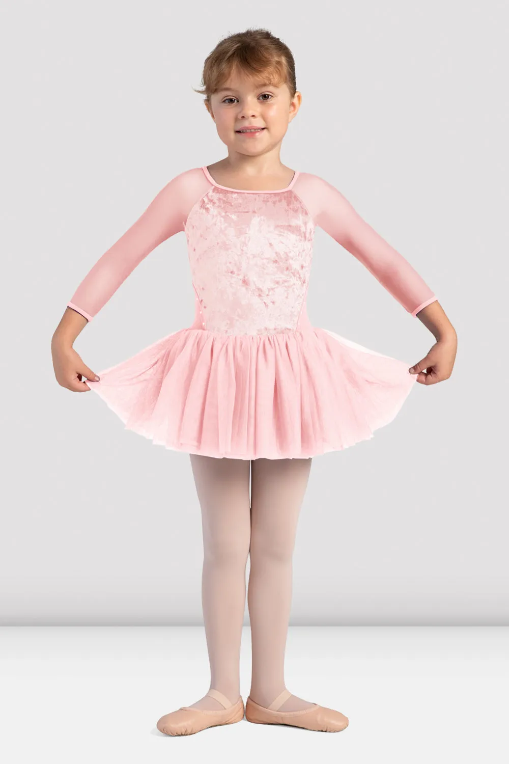 Girls Kelsey Velvet 3/4 Sleeve Tutu Dress