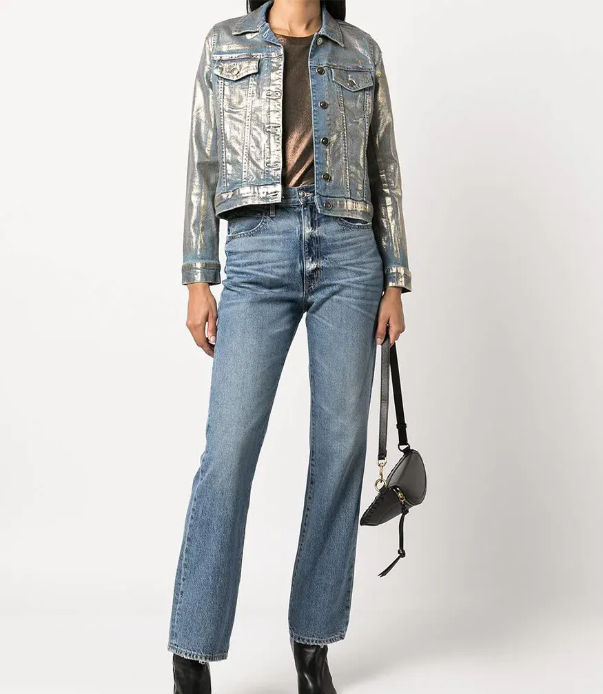 Gold/Light Denim Metallic Jean Jacket