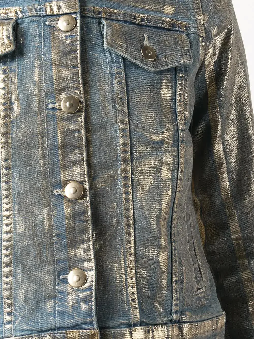 Gold/Light Denim Metallic Jean Jacket