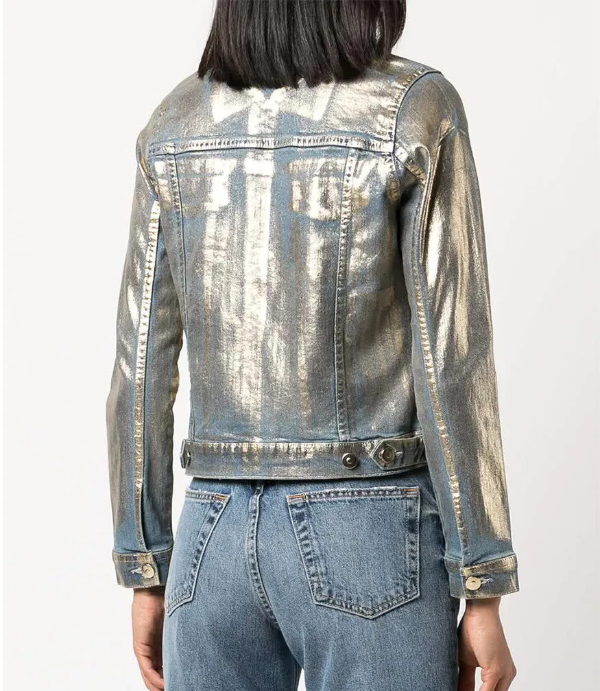 Gold/Light Denim Metallic Jean Jacket