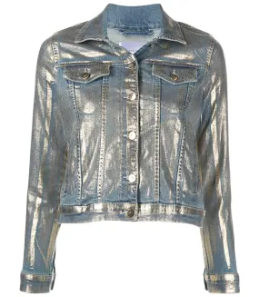 Gold/Light Denim Metallic Jean Jacket