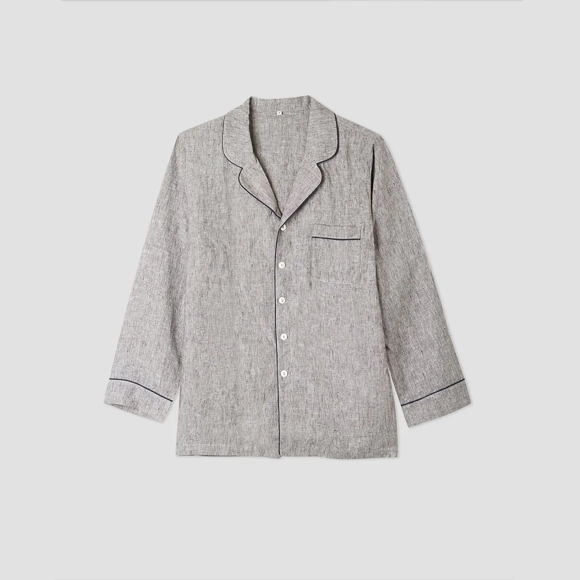 Grey Linen Pyjama Shirt (Top Only)