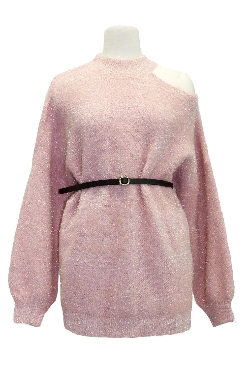 Hazel Cold Shoulder Fuzzy Sweater Dress