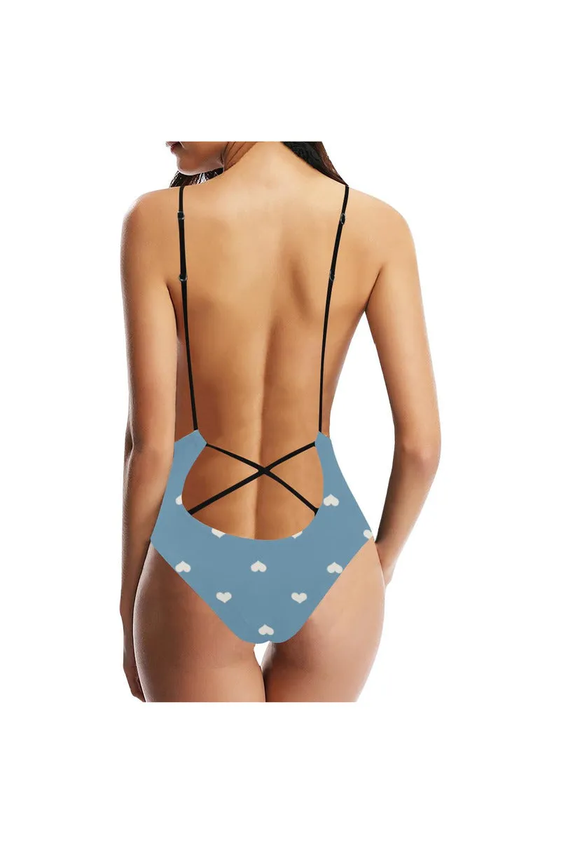 Hearts Sexy Lacing Backless One-Piece Swimsuit