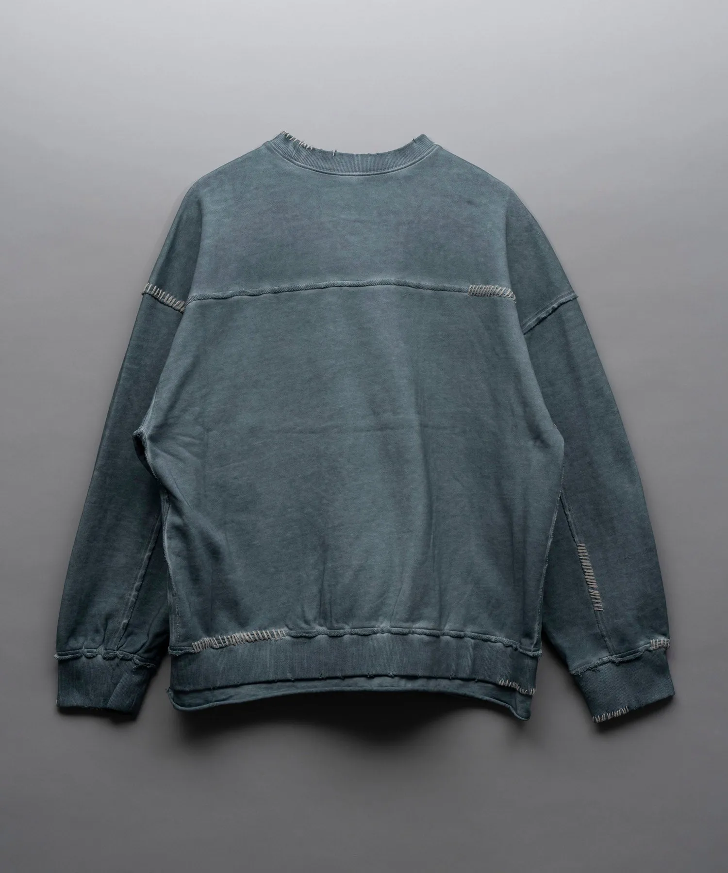 Heavy-Weight Sweat Embroidery Damage Over-Dye Crew Neck Pullover