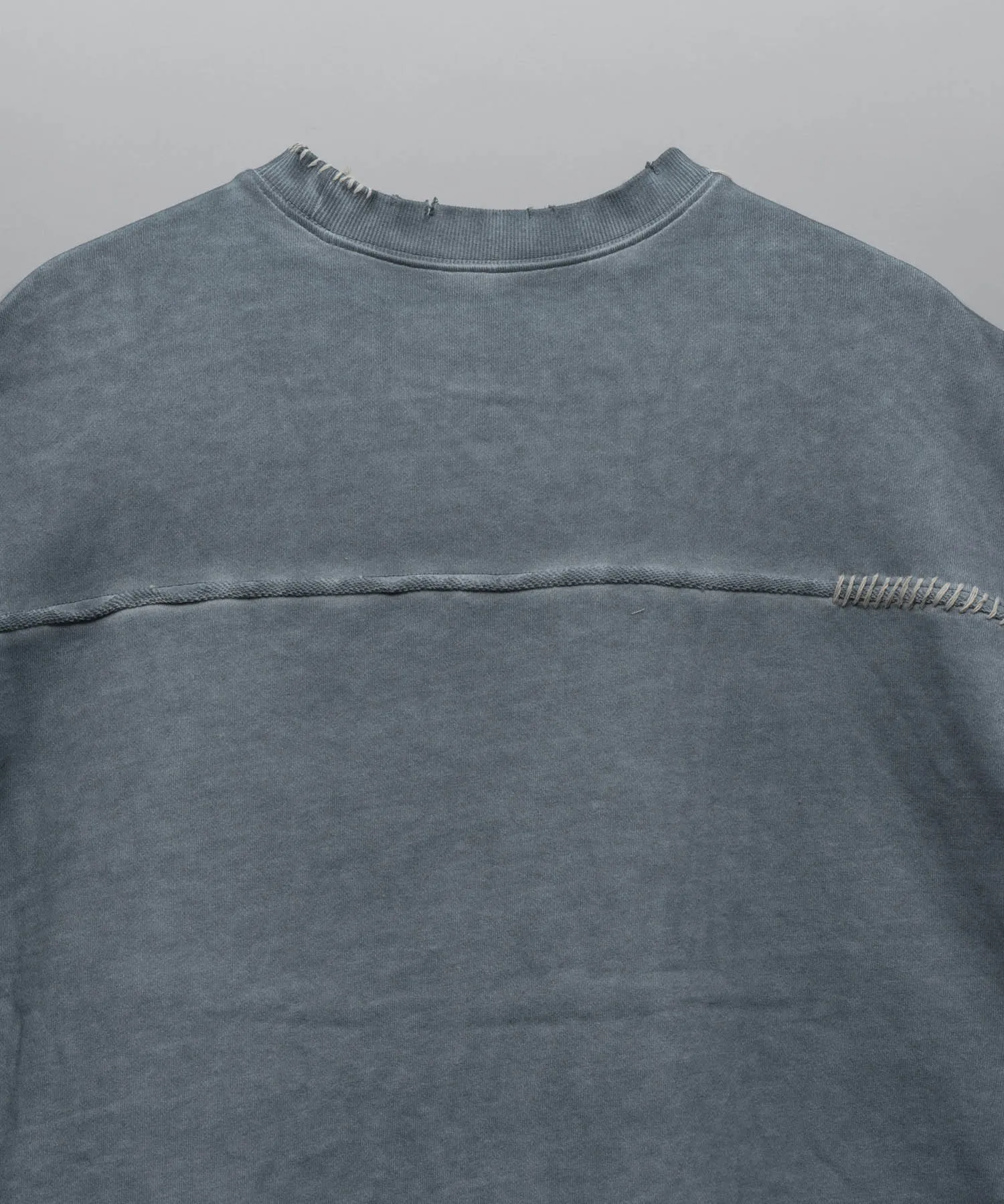 Heavy-Weight Sweat Embroidery Damage Over-Dye Crew Neck Pullover