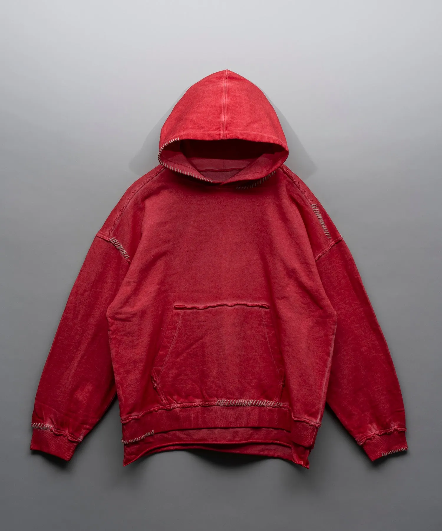 Heavy-Weight Sweat Embroidery Damage Over-Dye Hoodie