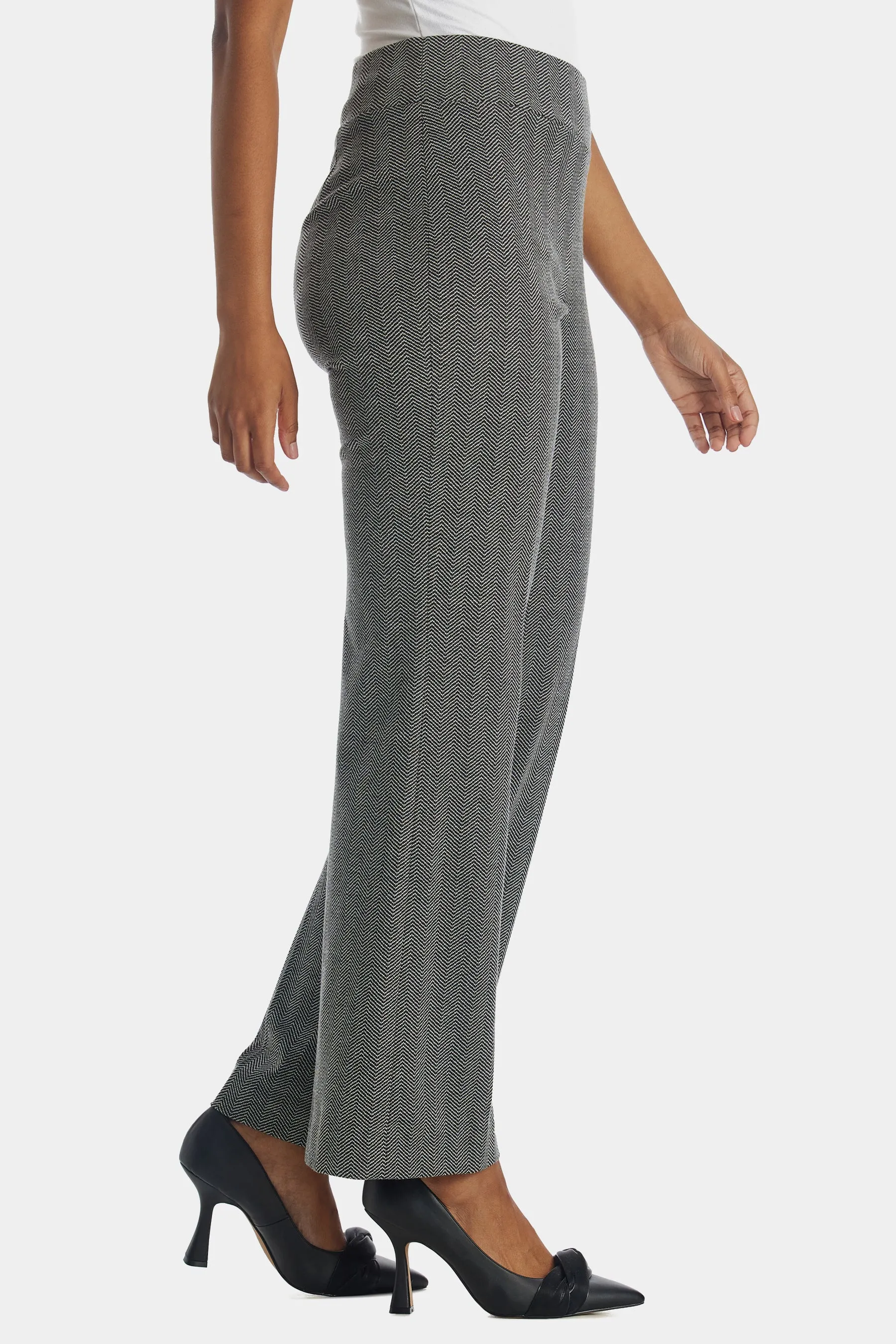 Herringbone Pull On Wide Leg Pant