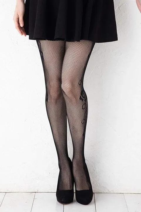 Hollow Sexy Polka Dot Pattern Fishnet Patterned Tights Black Tights