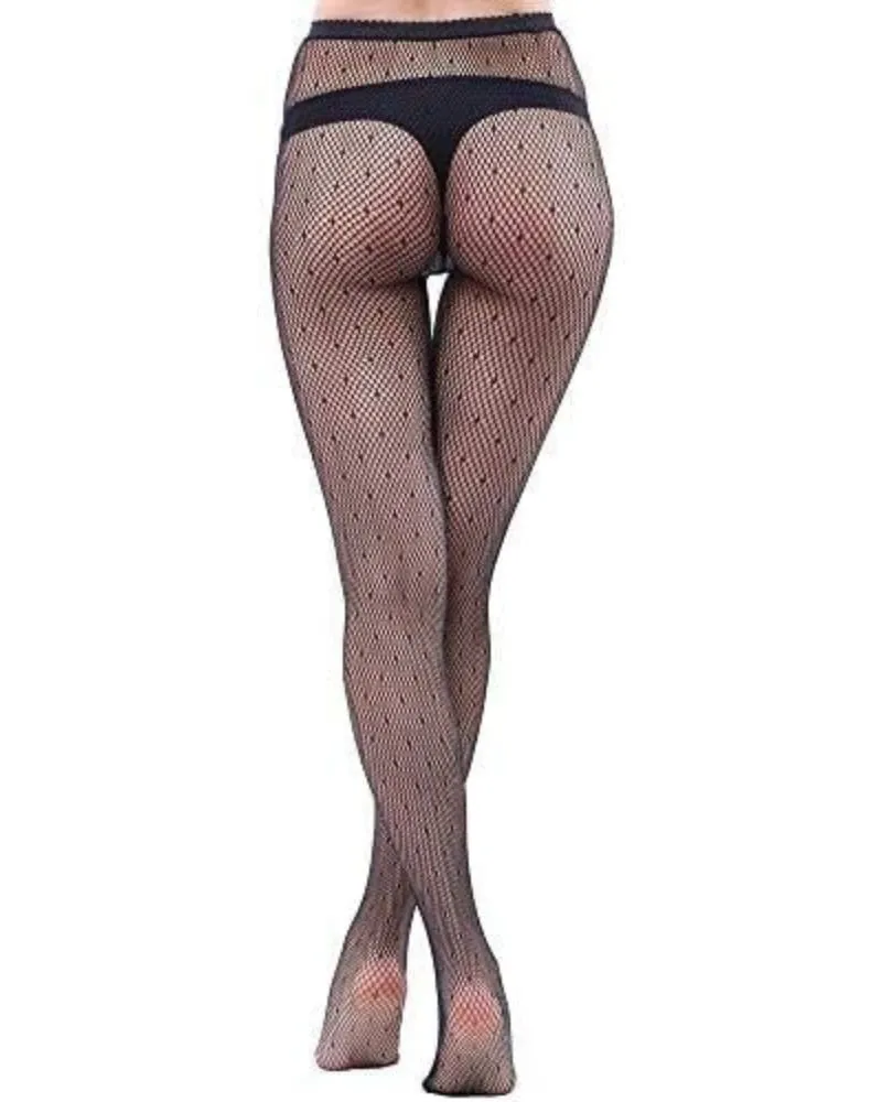 Hollow Sexy Polka Dot Pattern Fishnet Patterned Tights Black Tights