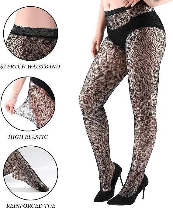 Hollow Sexy Polka Dot Pattern Fishnet Patterned Tights Black Tights