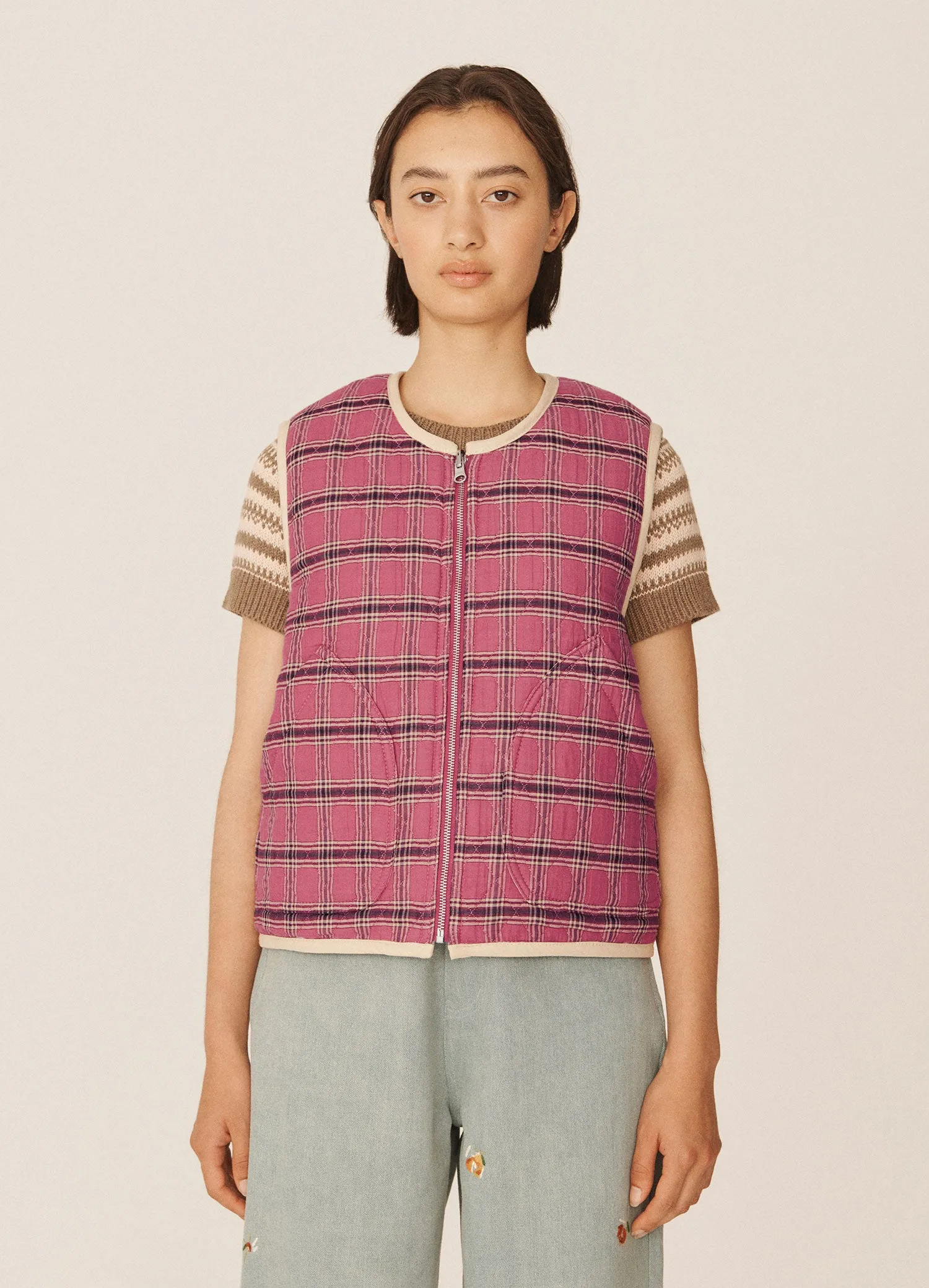 Jackie Diamond Quilted Check Gilet