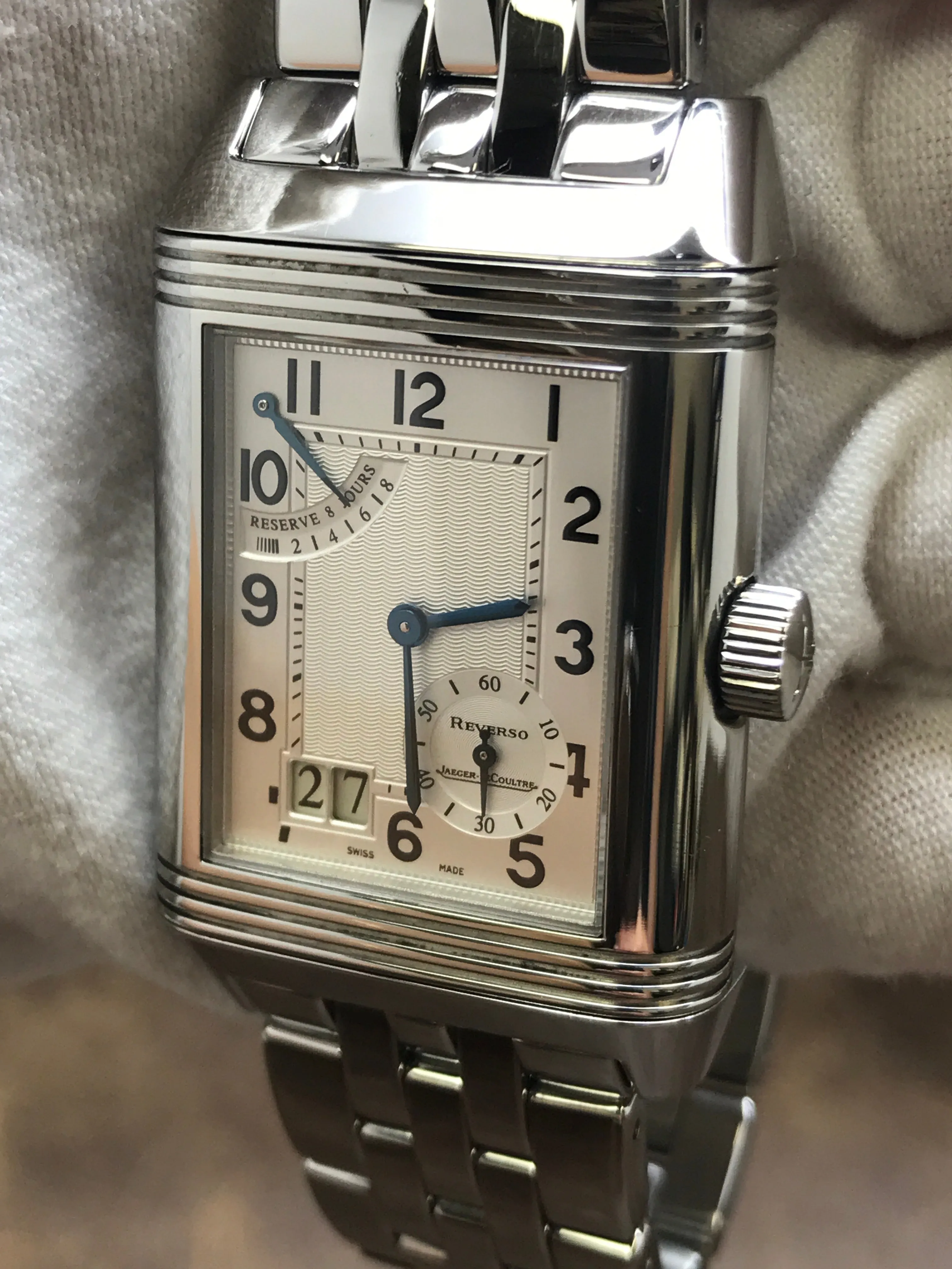 Jaeger-Lecoultre Reverso Grande Date 240.8.15 Silver Dial Manual Wind Watch