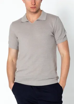 Jersey Knit V-neck Polo - Grey