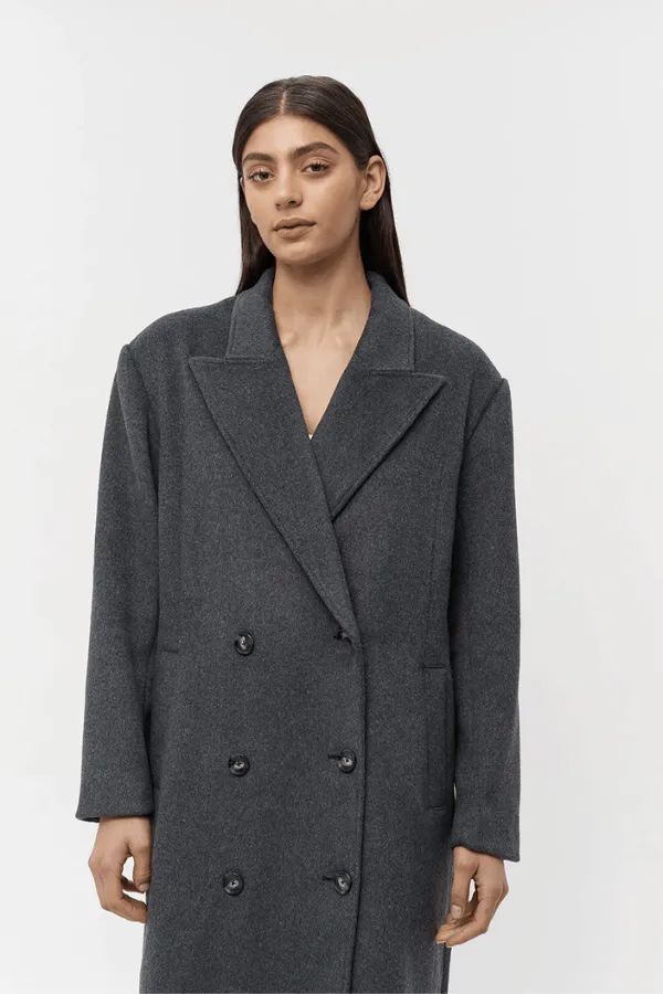 Kennedy Double Breasted Coat Dark Grey Marle