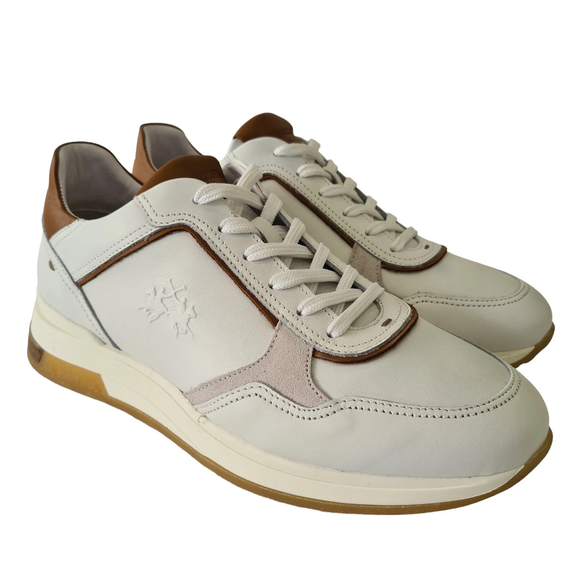 La Martina Sneakers Uomo Bianco-Cuoio Rif.25